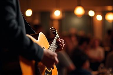 Chitarrista che suona durante una cena